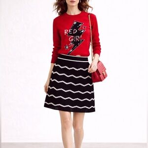 Red Valentino Sweater Red Wool Cashmere Knit Lightning Bolt Graphic Jumper